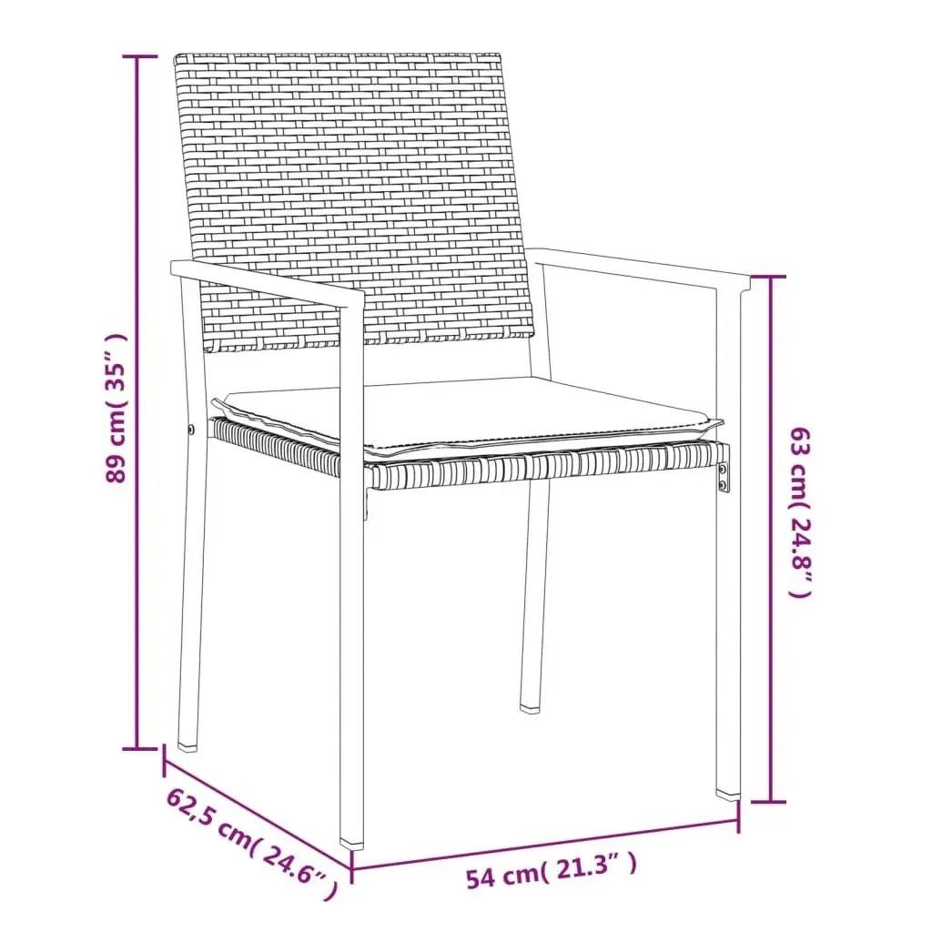 Garden Chairs with Cushions 6 pcs Black 54x62.5x89 cm Poly Rattan 3187082