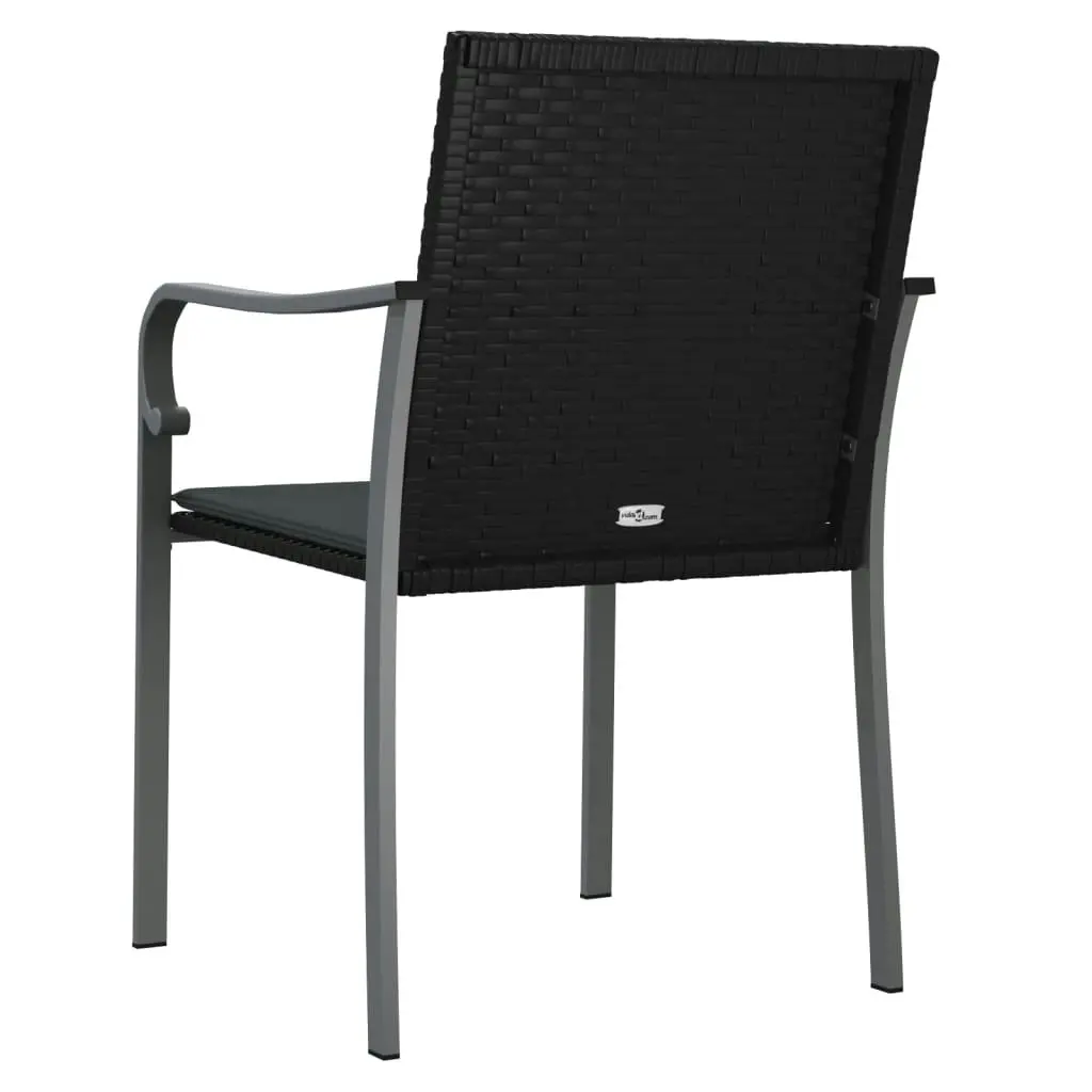 Garden Chairs with Cushions 4 pcs Black 56x59x84 cm Poly Rattan 3187075