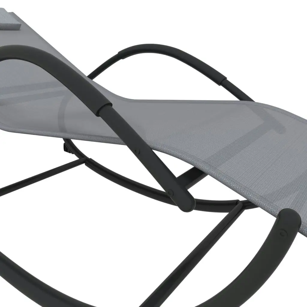 Rocking Sun Loungers 2 pcs Grey Steel and Textilene 318133