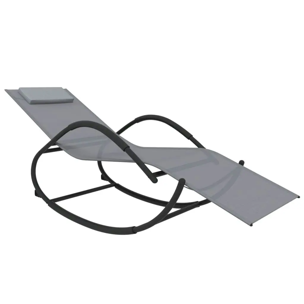 Rocking Sun Loungers 2 pcs Grey Steel and Textilene 318133