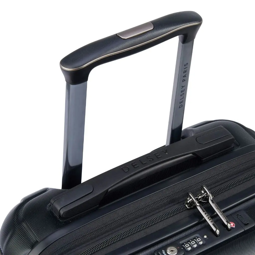 DELSEY Shadow 55cm Expandable Carry On Luggage - Black + Laptop Sleeve