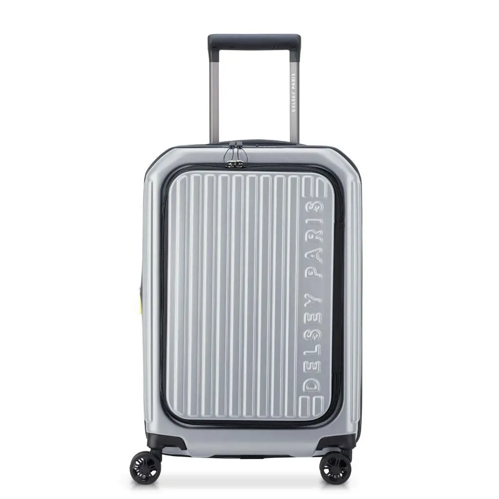 DELSEY Securitime ZIP Top Opening 55cm Cabin Luggage - Silver