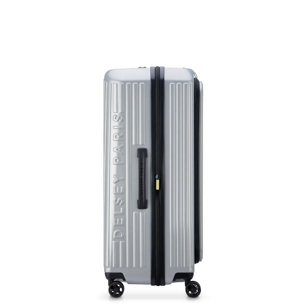 DELSEY Securitime ZIP Top Opening 76cm Large Exp Luggage - Silver