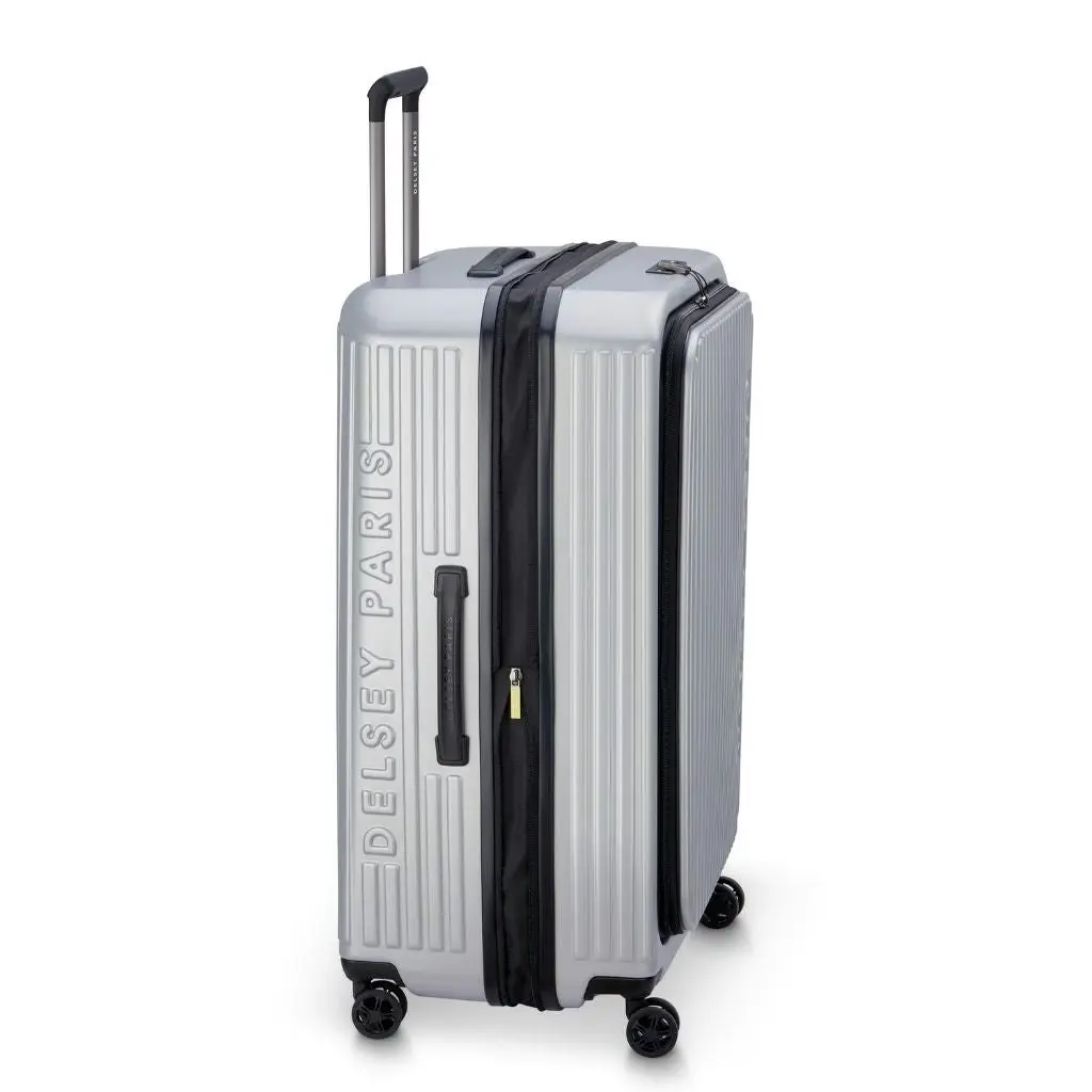 DELSEY Securitime ZIP Top Opening 76cm Large Exp Luggage - Silver