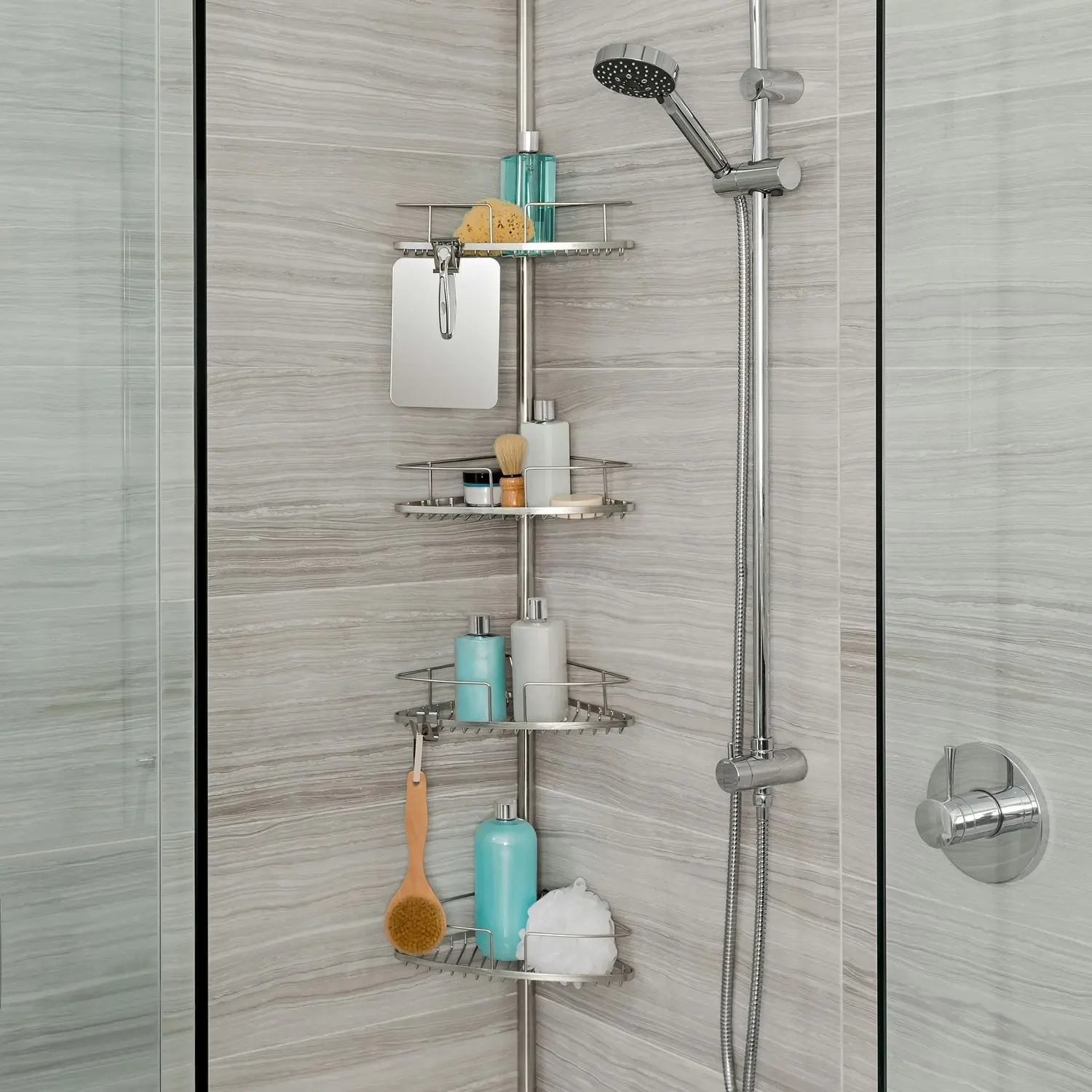 Better Living Fineline 4 Tension Shower Caddy - Stainless Steel