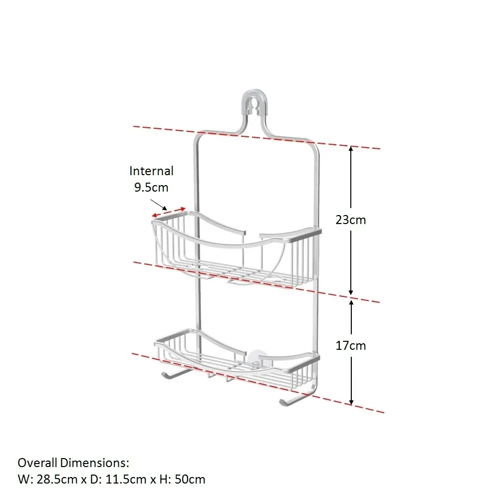 Better Living Venus 2 Tier Hanging Shower Caddy - Aluminium Grey