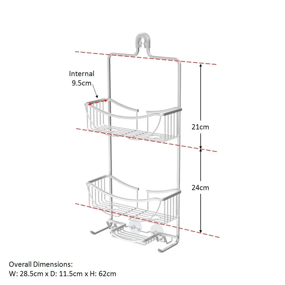 Better Living Venus 3 Tier Hanging Shower Caddy - Aluminium Grey