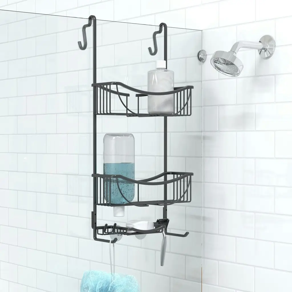 Better Living Venus 3 Tier Over the Door Shower Caddy - Black