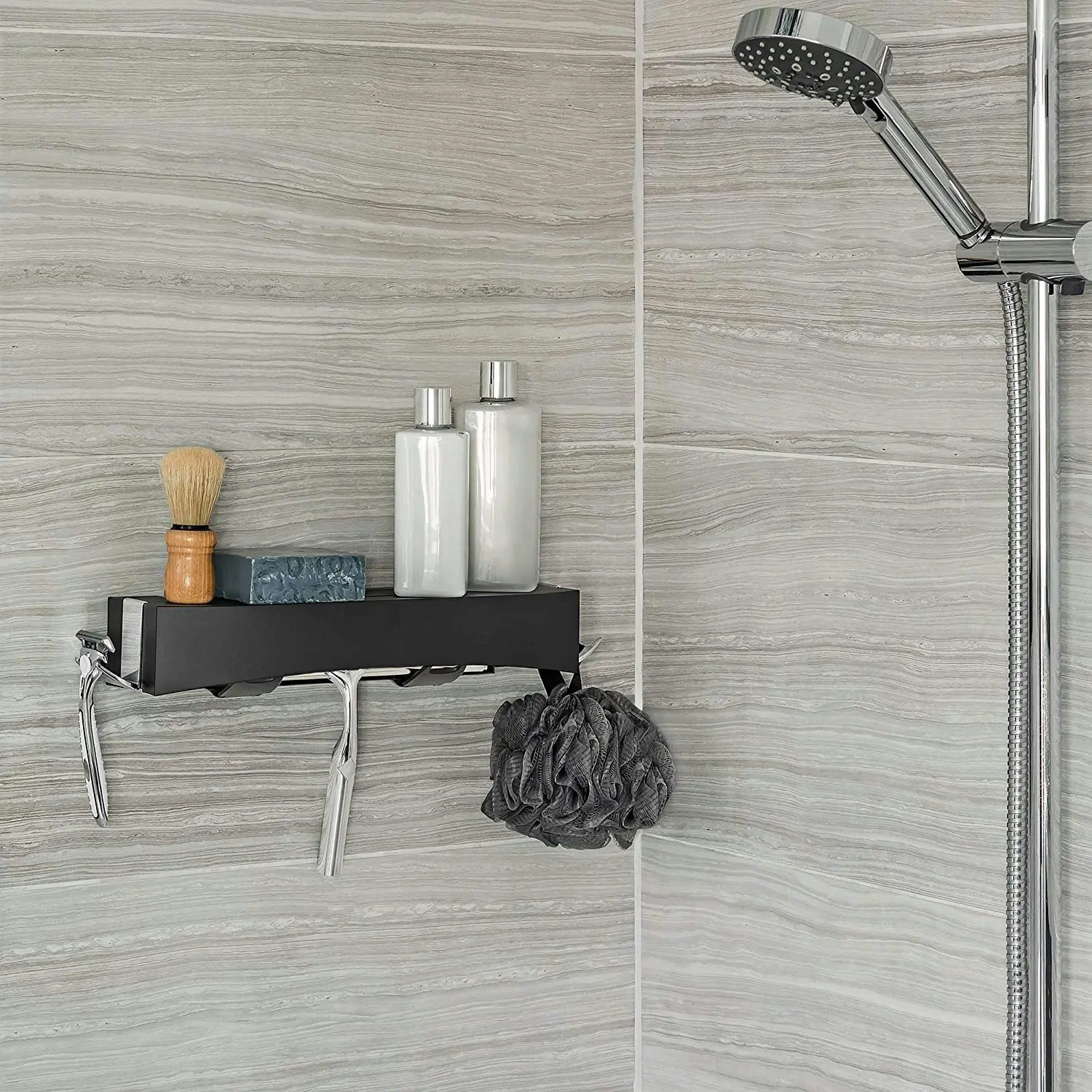 Better Living Clever Flip Shower Shelf - Matte Black