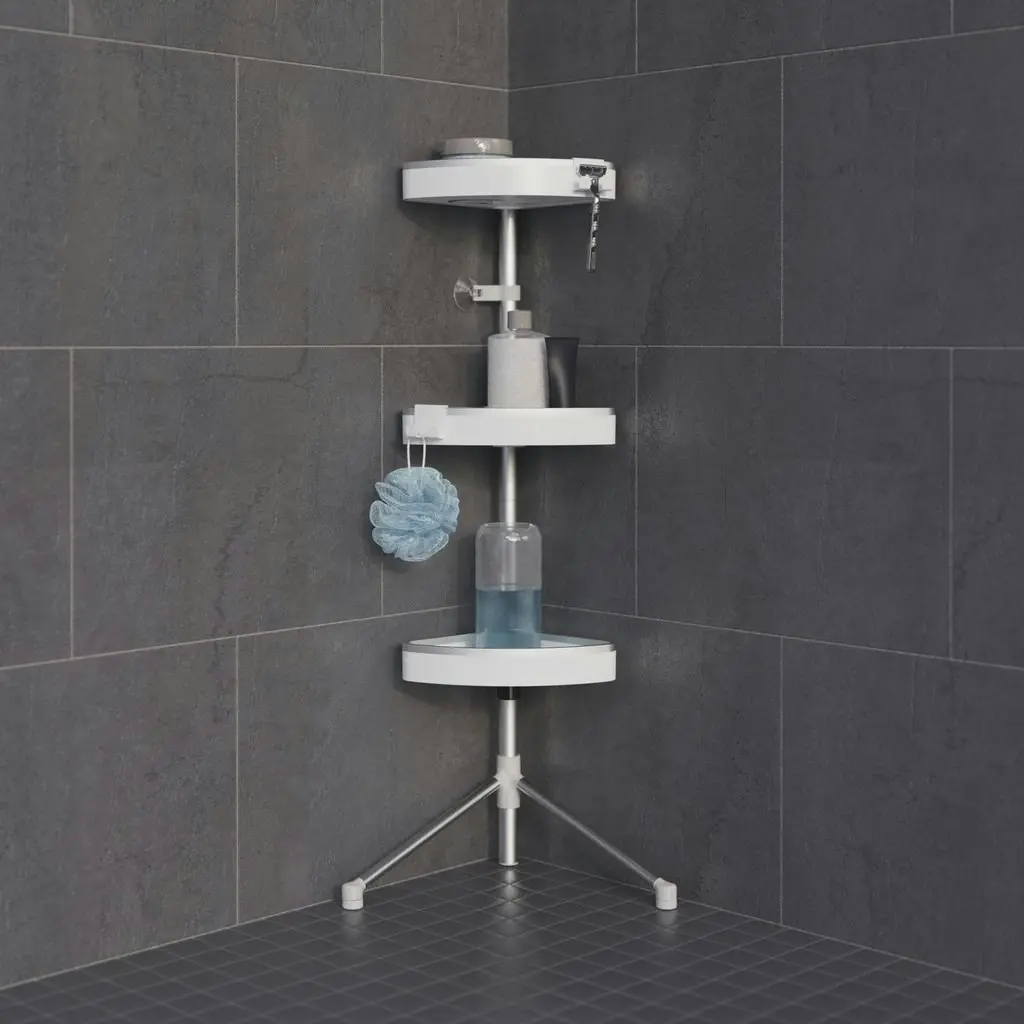 Better Living HiRise 3 Standing Shower Caddy - White/Aluminium