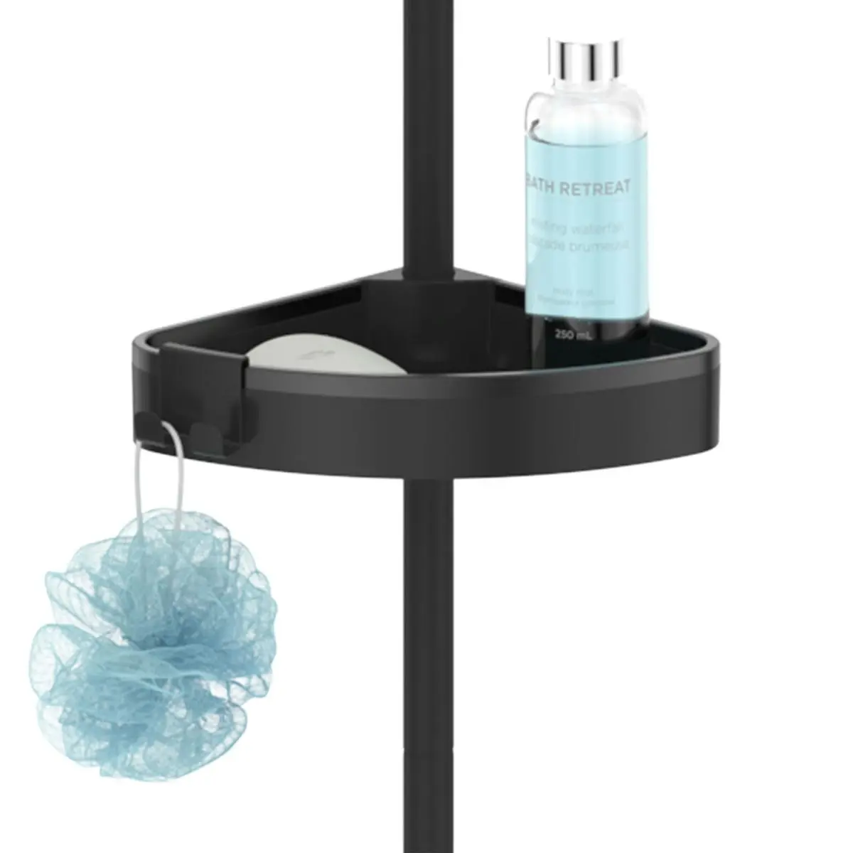 Better Living HiRISE 4 Tension Shower Caddy with Mirror - Black