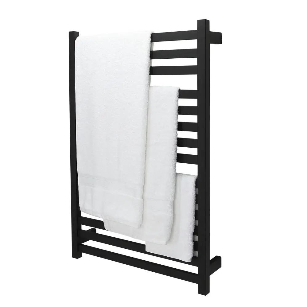 Aguzzo Ezy Fit Dual Wired Flat Tube Heated Towel Rail 60 x 92cm - Matte Black