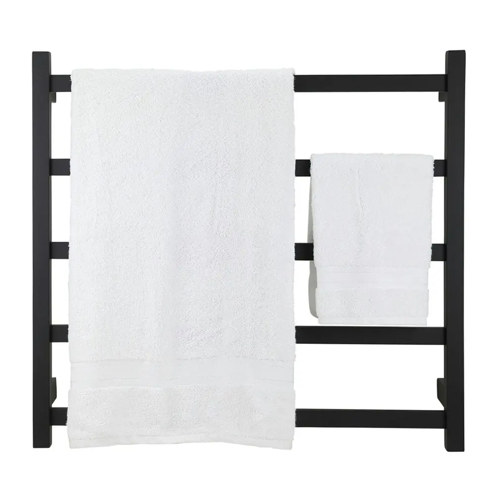 Aguzzo Ezy Fit Dual Wired Flat Tube Heated Towel Rail 75 x 70cm - Matte Black