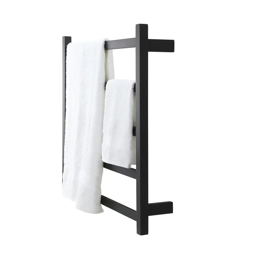 Aguzzo Ezy Fit Dual Wired Flat Tube Heated Towel Rail 75 x 70cm - Matte Black