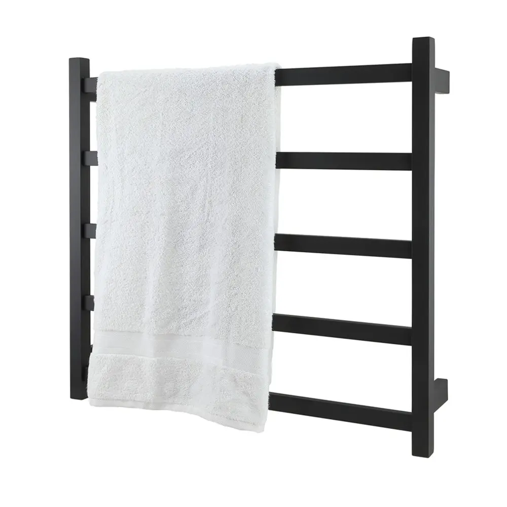 Aguzzo Ezy Fit Dual Wired Flat Tube Heated Towel Rail 75 x 70cm - Matte Black