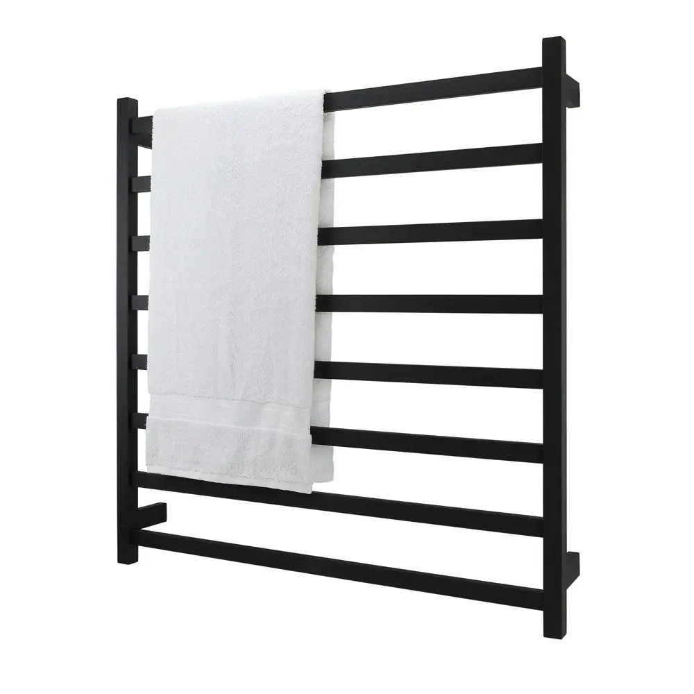 Aguzzo Ezy Fit Dual Wired Flat Tube Heated Towel Rail 90 x 92cm - Matte Black