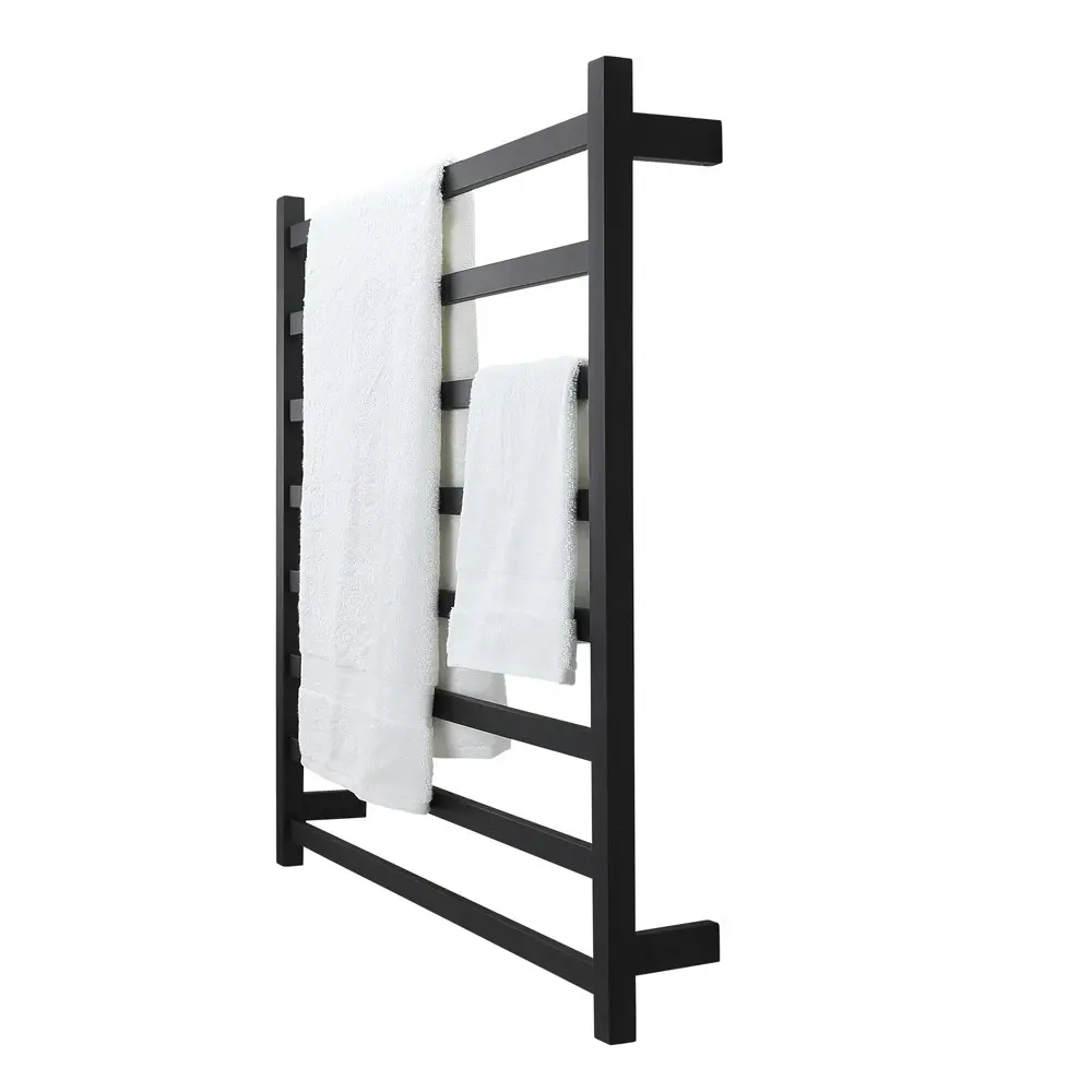 Aguzzo Ezy Fit Dual Wired Flat Tube Heated Towel Rail 90 x 92cm - Matte Black