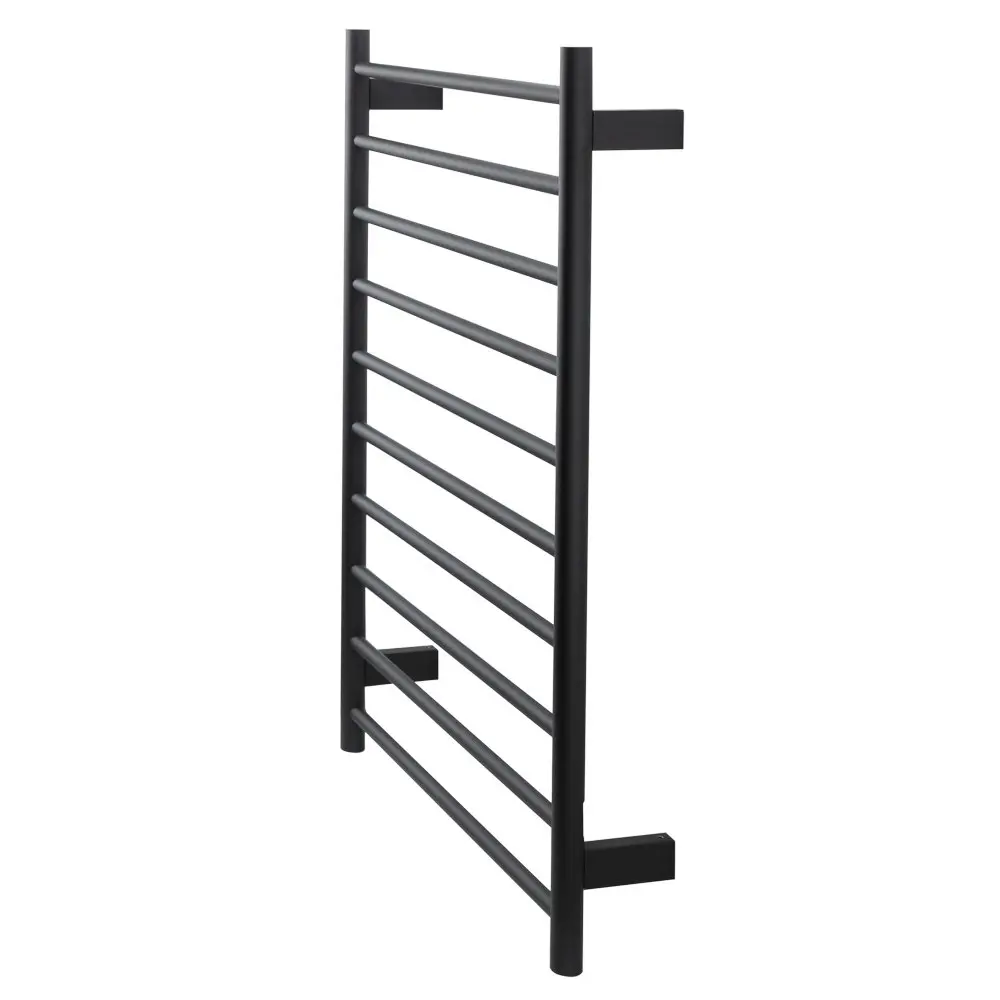 Aguzzo Ezy Fit Dual Wired Round Tube Heated Towel Rail 60 x 92cm - Matte Black