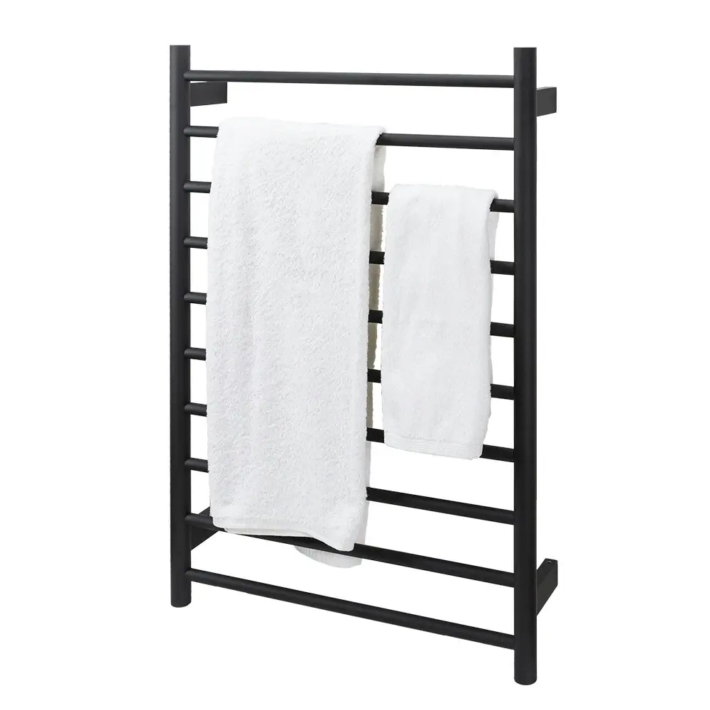 Aguzzo Ezy Fit Dual Wired Round Tube Heated Towel Rail 60 x 92cm - Matte Black