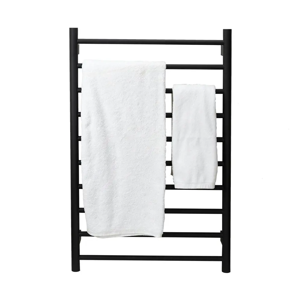 Aguzzo Ezy Fit Dual Wired Round Tube Heated Towel Rail 60 x 92cm - Matte Black