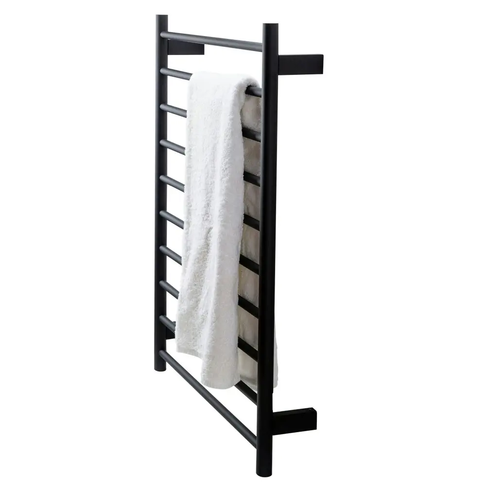 Aguzzo Ezy Fit Dual Wired Round Tube Heated Towel Rail 60 x 92cm - Matte Black