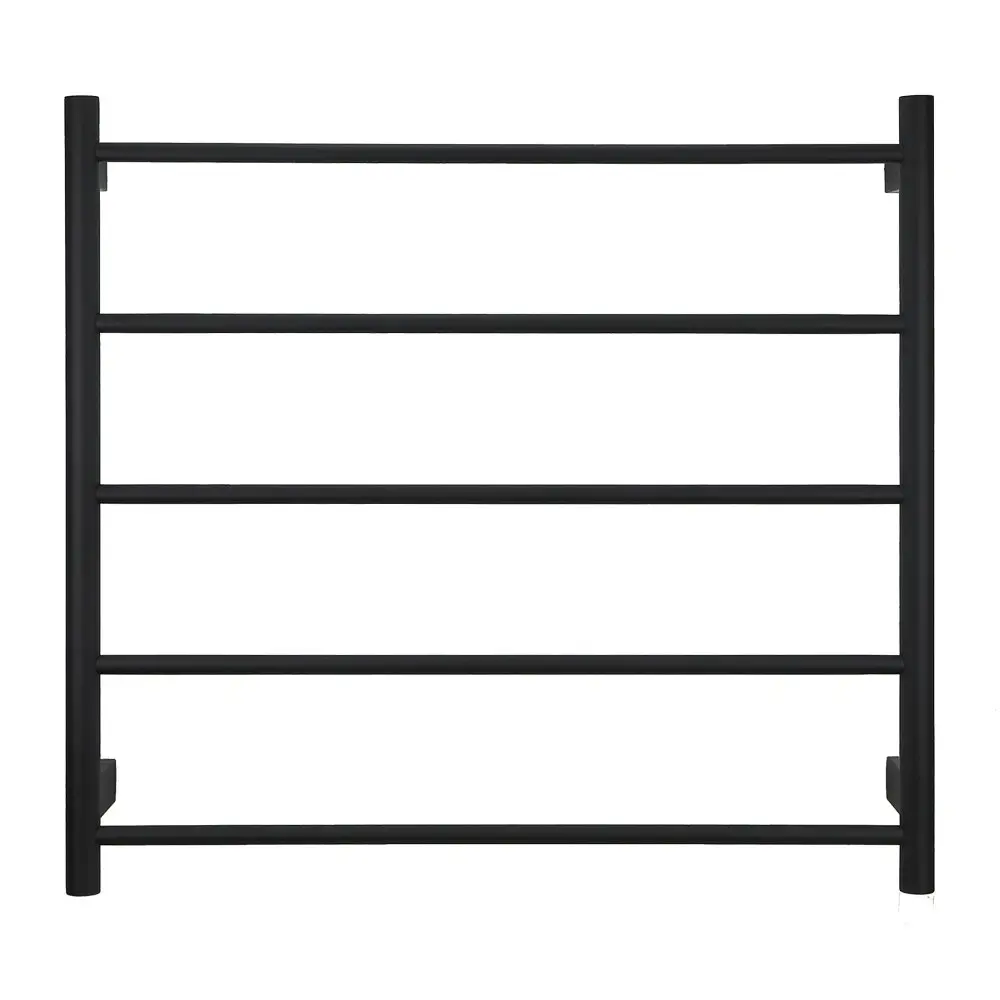 Aguzzo Ezy Fit Dual Wired Round Tube Heated Towel Rail 75 x 70cm - Matte Black