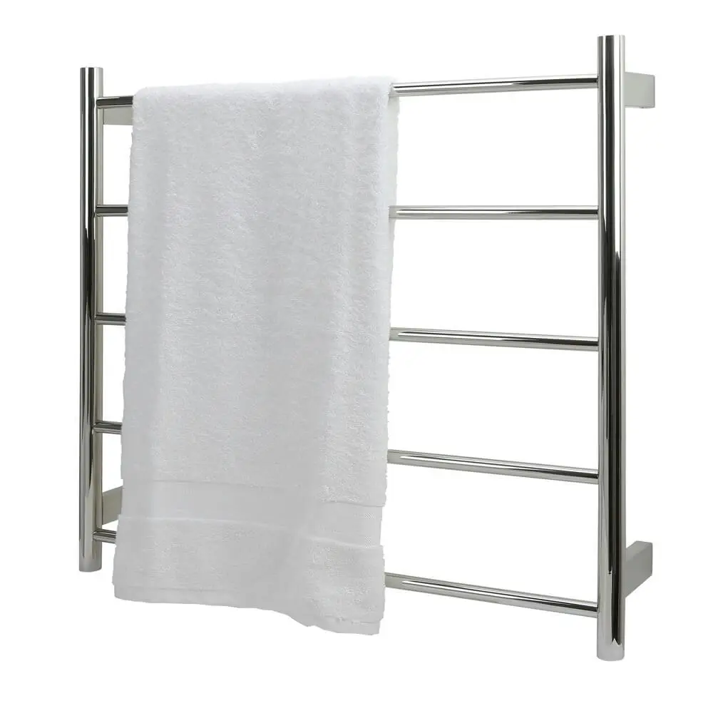 Aguzzo Ezy Fit Dual Wired Round Tube Heated Towel Rail 75 x 70cm - Brushed Nickel