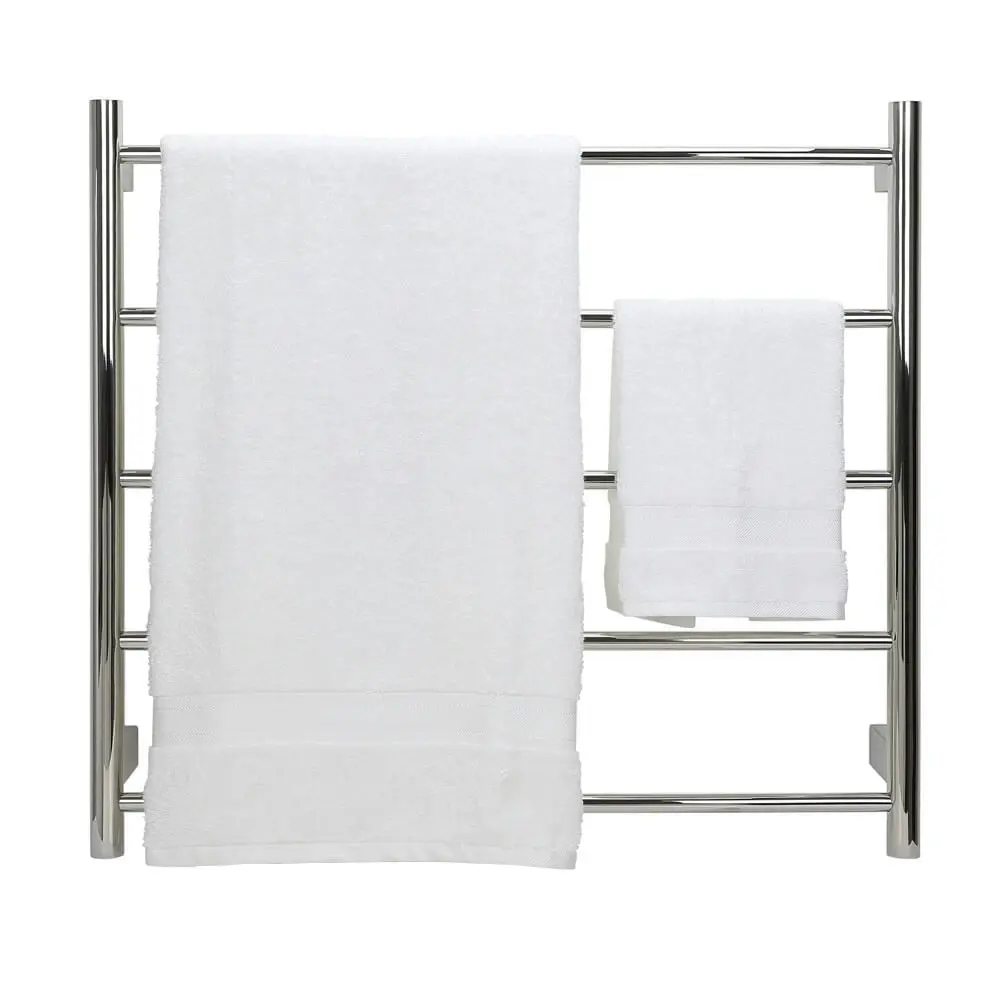 Aguzzo Ezy Fit Dual Wired Round Tube Heated Towel Rail 75 x 70cm - Brushed Nickel