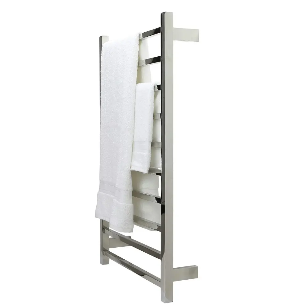 Aguzzo Ezy Fit Dual Wired Square Tube Heated Towel Rail 60 x 92cm - Polished SS