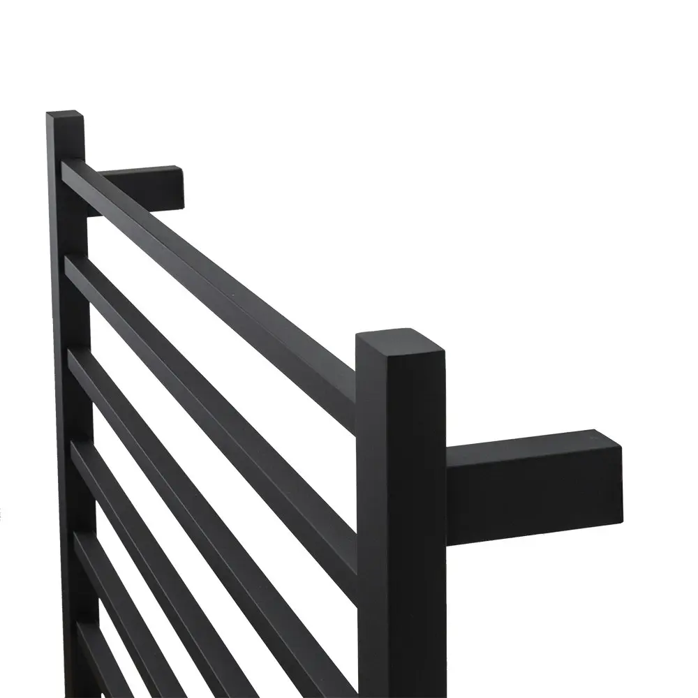 Aguzzo Ezy Fit Dual Wired Square Tube Heated Towel Rail 60 x 92cm - Matte Black