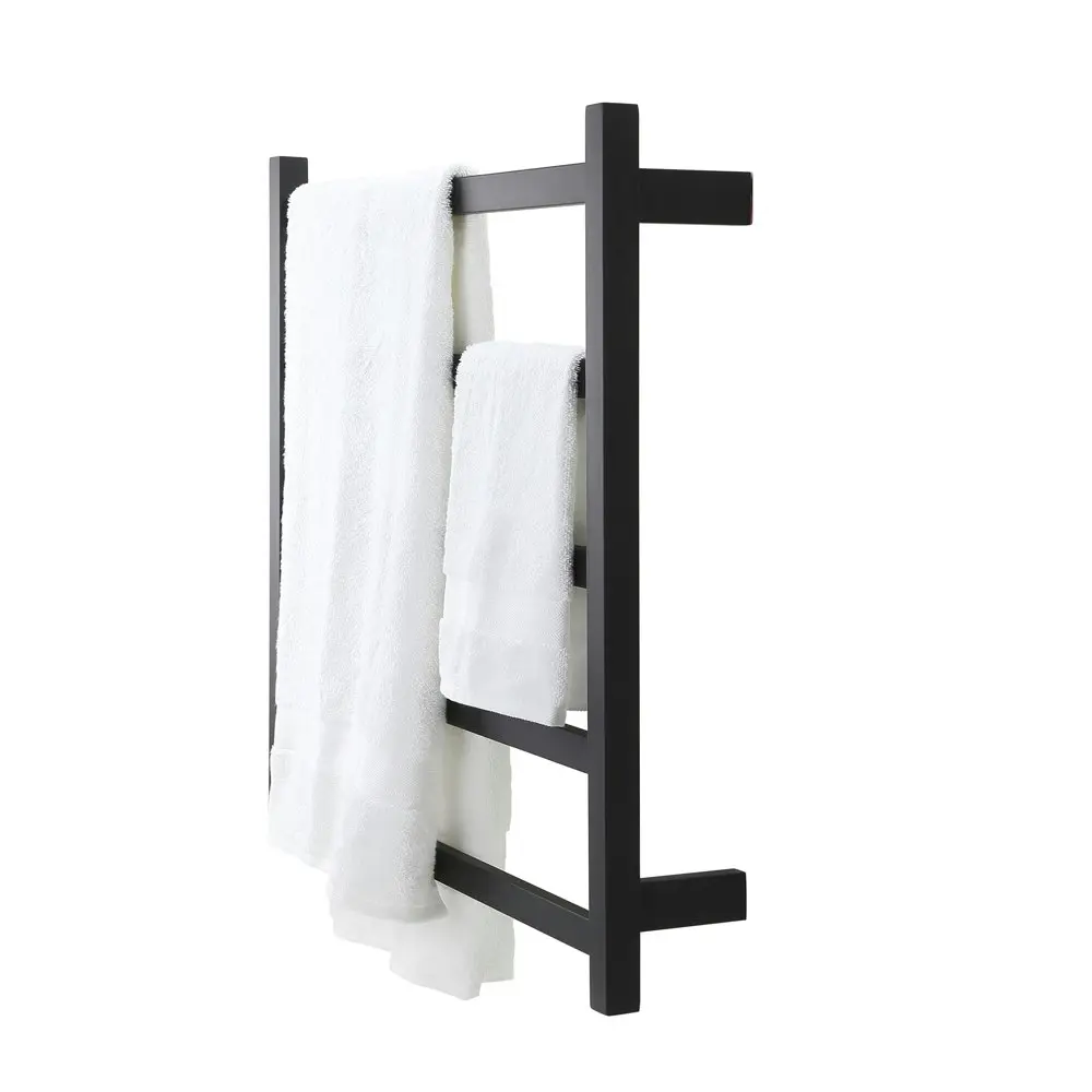 Aguzzo Ezy Fit Dual Wired Square Tube Heated Towel Rail 75 x 70cm - Matte Black