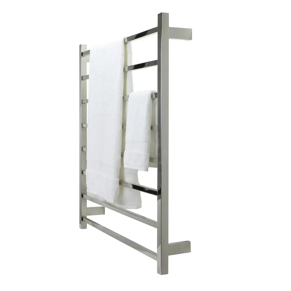 Aguzzo Ezy Fit Dual Wired Square Tube Heated Towel Rail 90 x 92cm - Polished SS