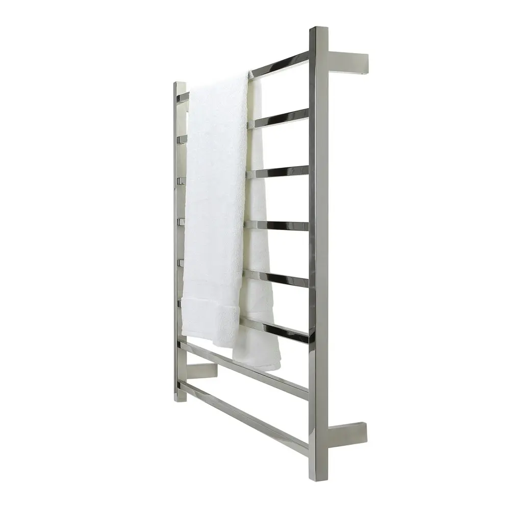 Aguzzo Ezy Fit Dual Wired Square Tube Heated Towel Rail 90 x 92cm - Polished SS