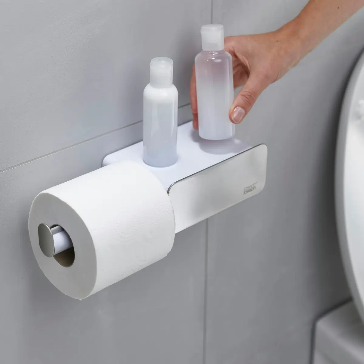 Joseph Joseph EasyStore Steel Wall-Mounted Toilet Roll Holder - White