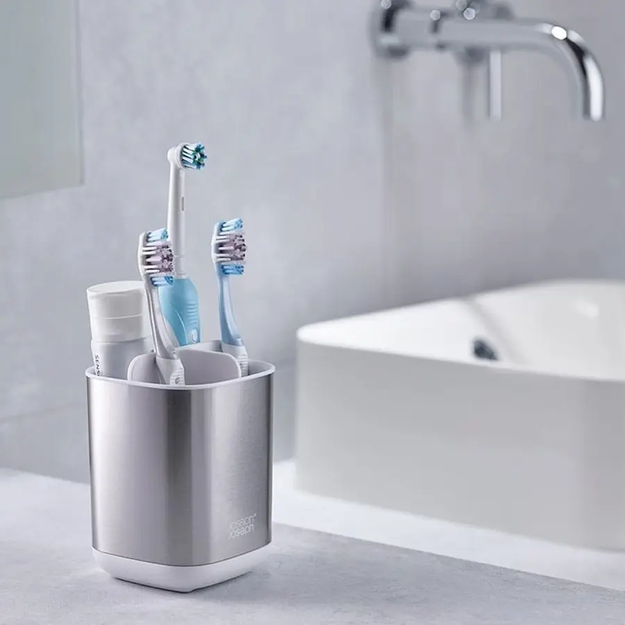 Joseph Joseph EasyStore Steel Toothbrush Caddy - White