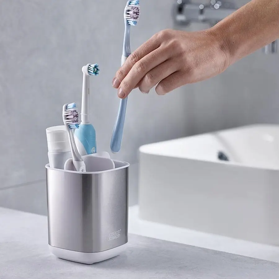 Joseph Joseph EasyStore Steel Toothbrush Caddy - White