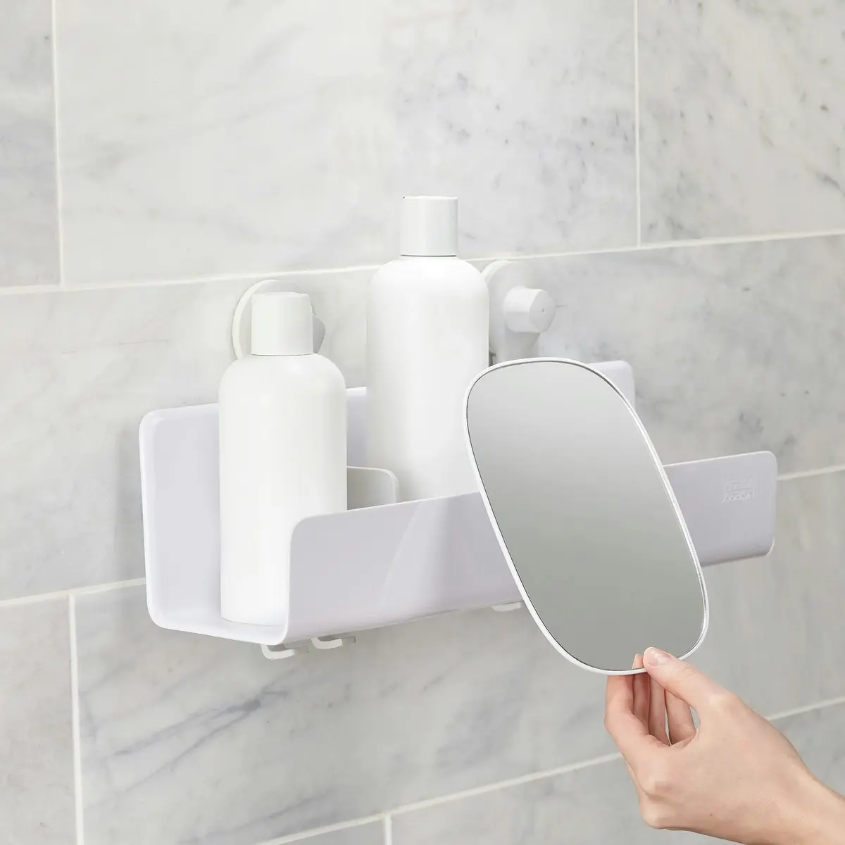 Joseph Joseph EasyStore Large Shower Shelf with Removable Mirror - White