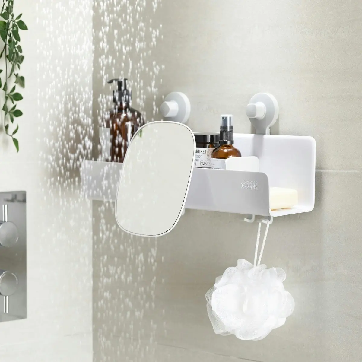 Joseph Joseph EasyStore Large Shower Shelf with Removable Mirror - White