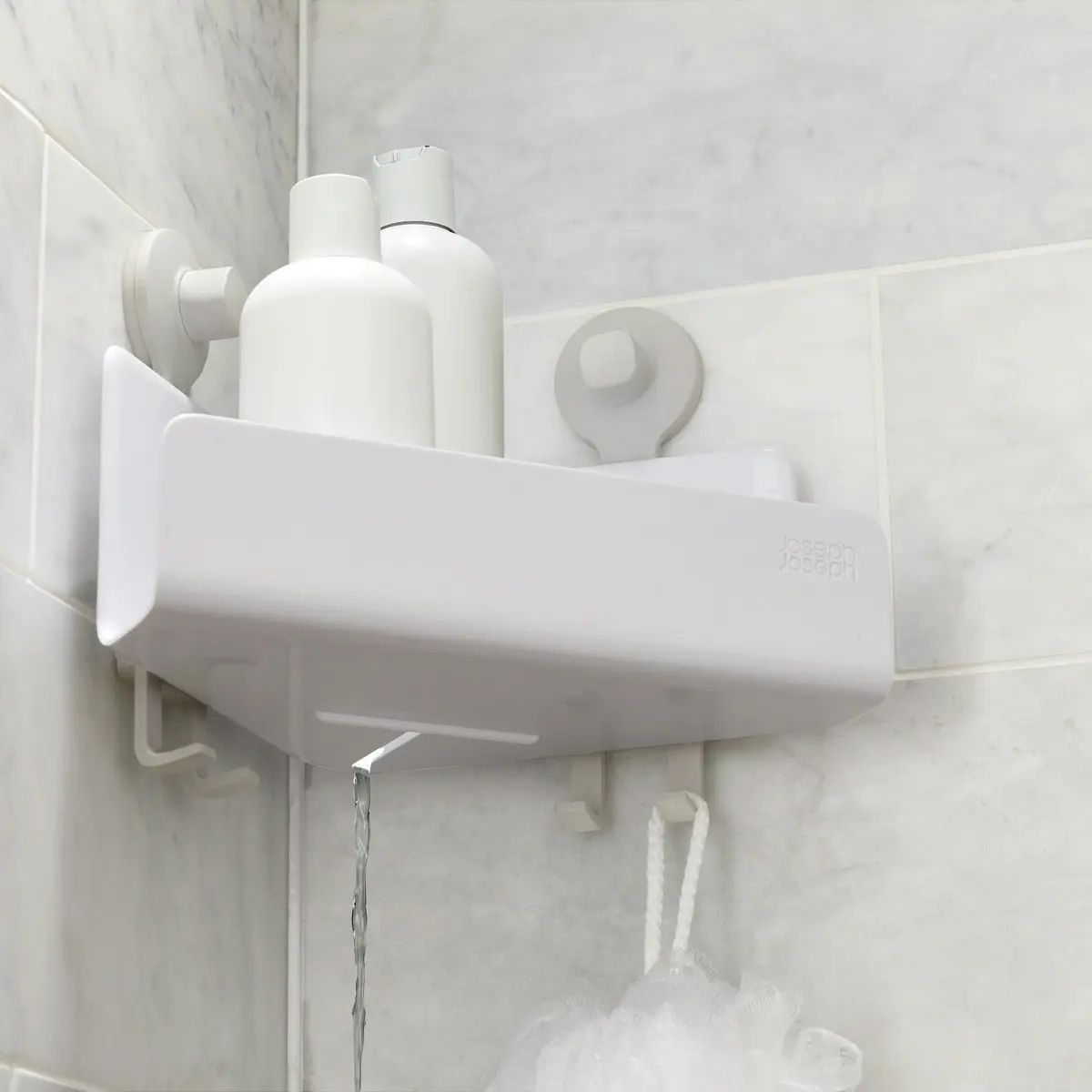 Pack of 2 Joseph Joseph EasyStore Corner Shower Shelves - White