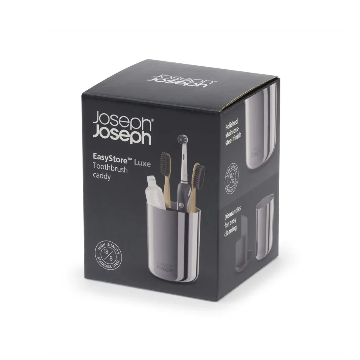 Joseph Joseph EasyStore Luxe Toothbrush Caddy - Steel