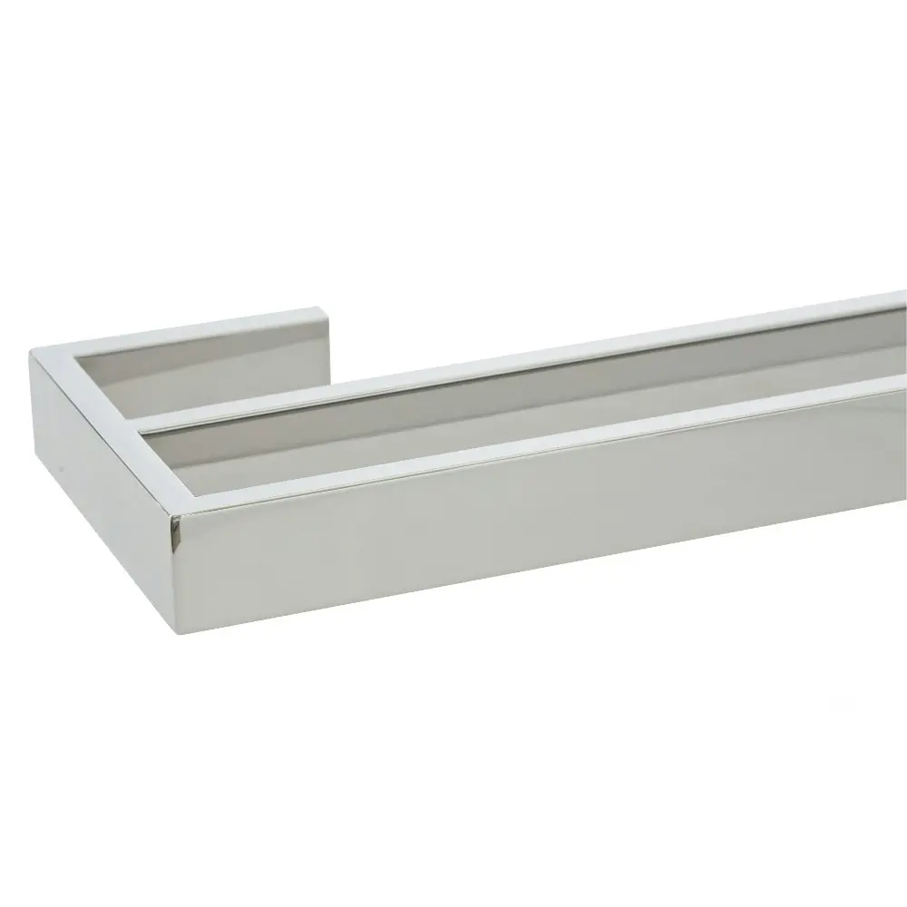 Aguzzo Quadro Glass Shelf with Polished Stainless Steel Arms