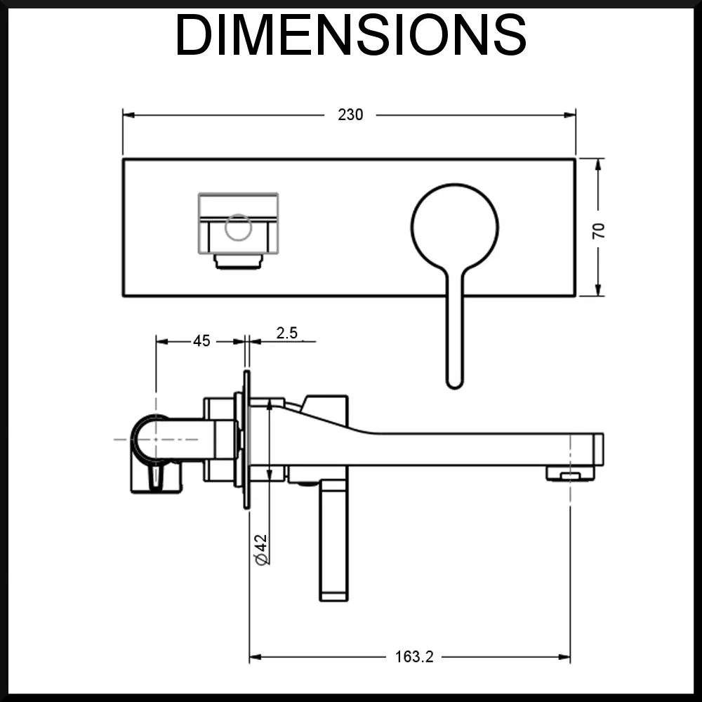 Vale Brighton Wall Mounted Single Lever Mixer and Spout - Chrome