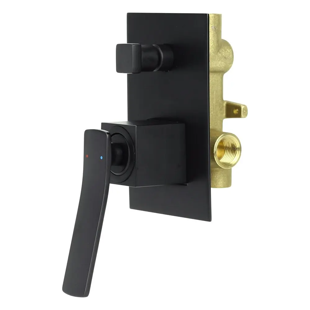 Aguzzo Cortina Wall Mounted Shower Mixer with Diverter - Matte Black