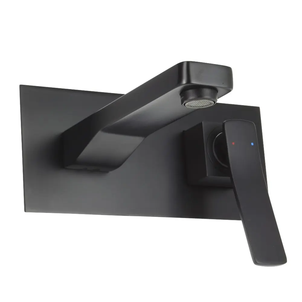 Aguzzo Cortina Wall Mounted Mixer with Spout - Matte Black