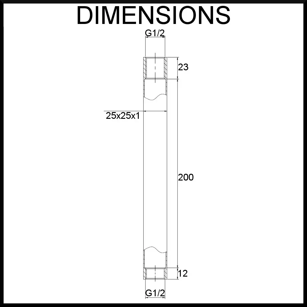 Vale 200mm Ceiling Mounted Square Shower Arm - Chrome