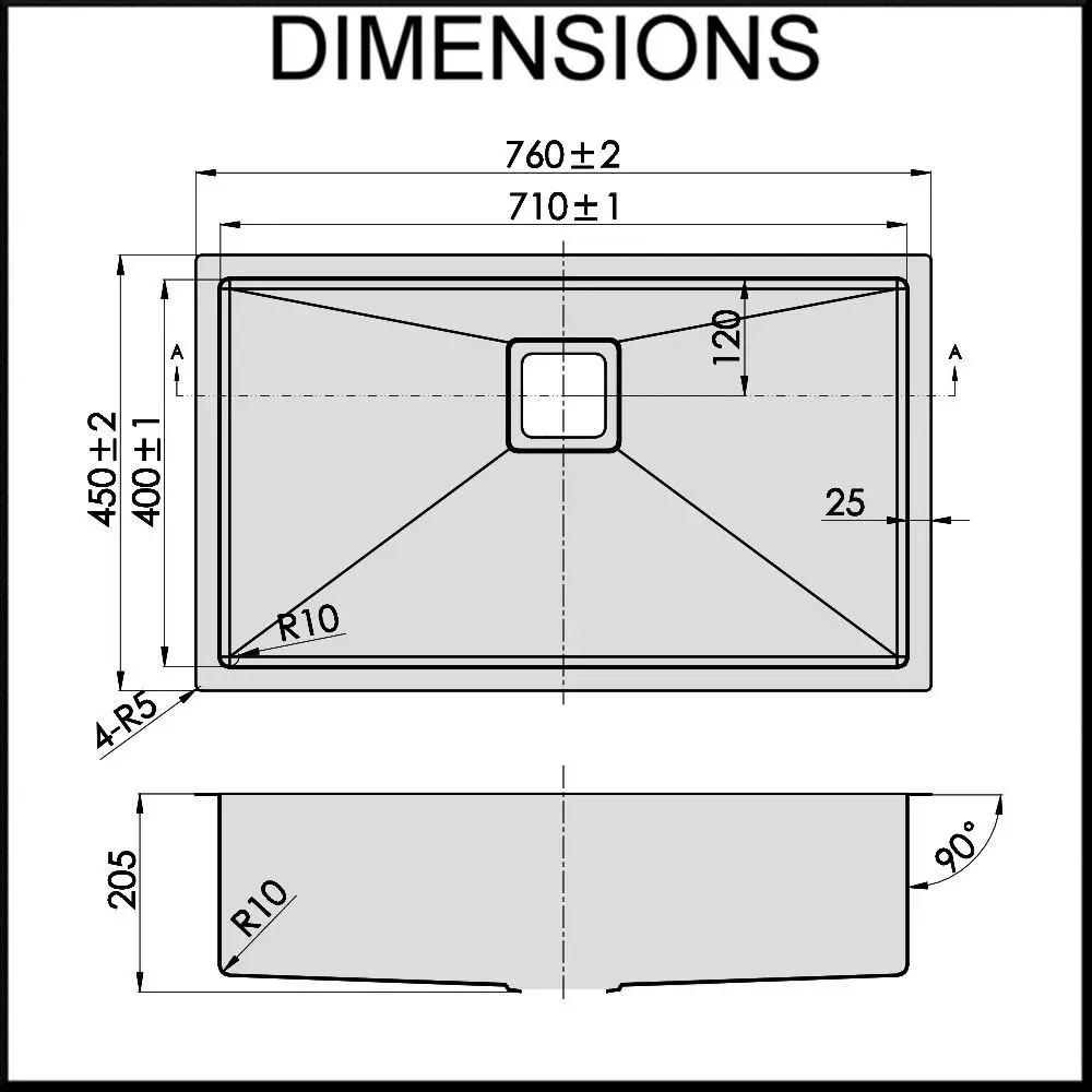 Swedia Dante Kitchen Sink 760mm Large Single Bowl - 1. 5mm Thick Stainless Steel