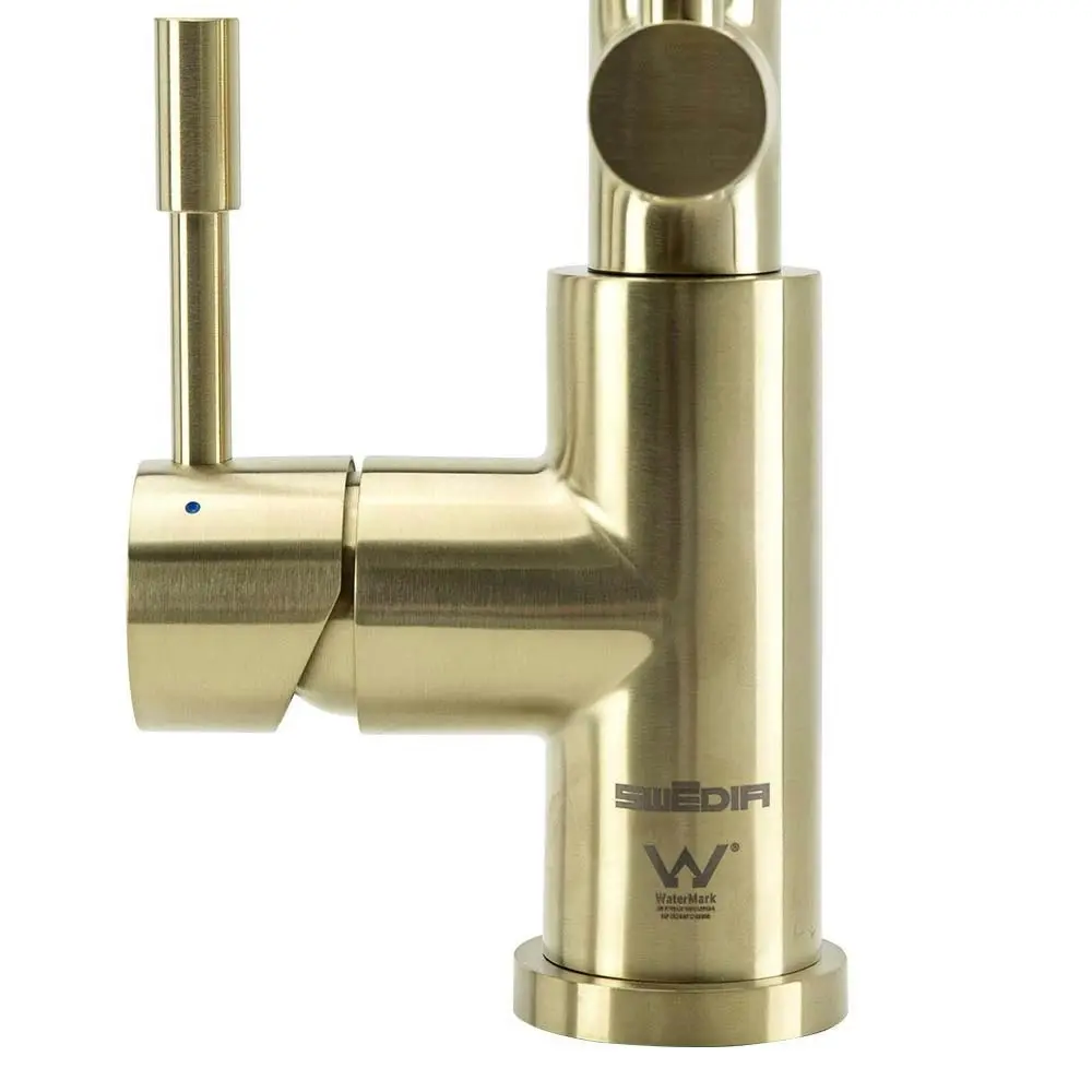 Swedia Signatur Stainless Steel Kitchen Mixer Pull-out Dual Flow Hose - Brushed Brass