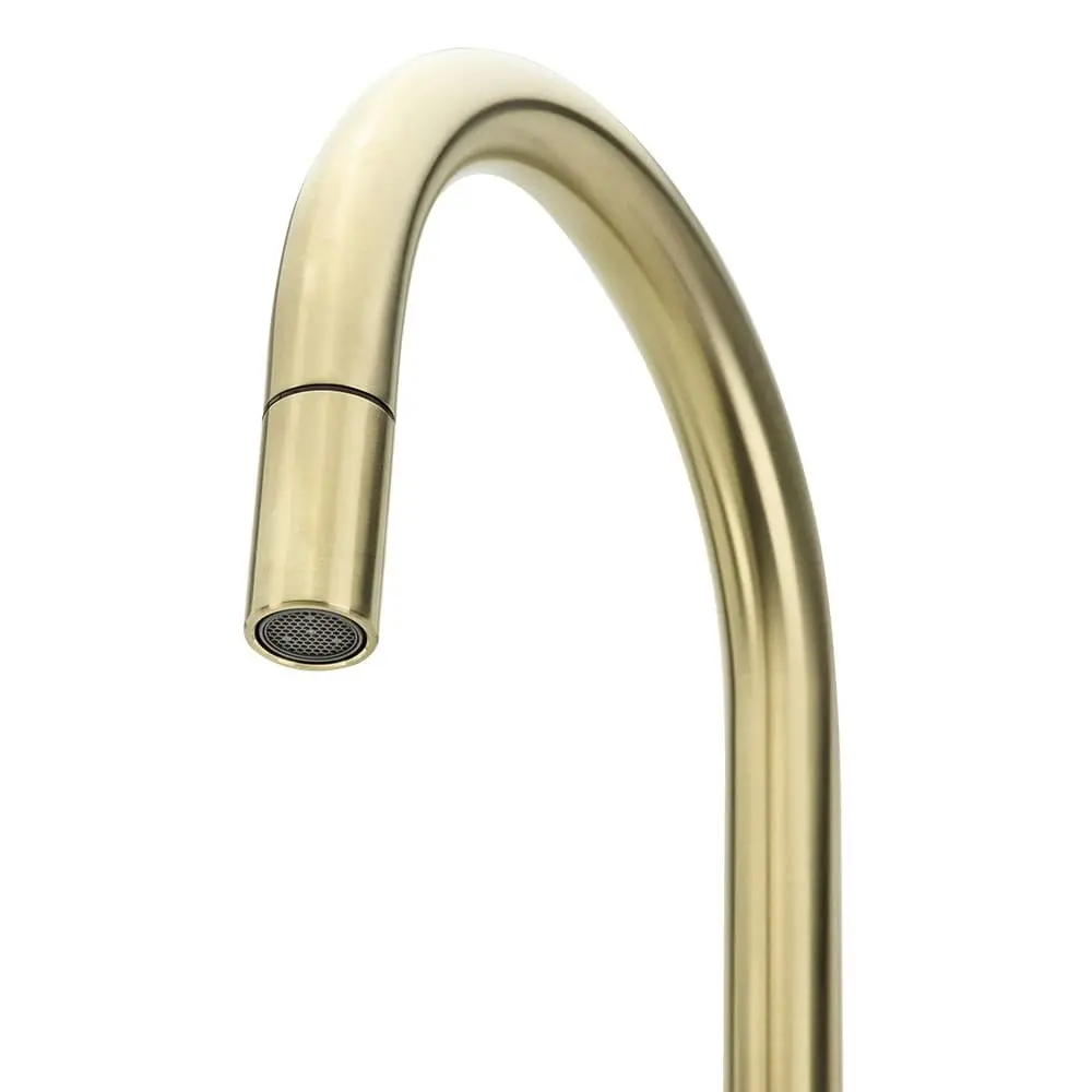 Swedia Klaas Stainless Steel Kitchen Mixer Tap with Pull-Out - Brushed Brass