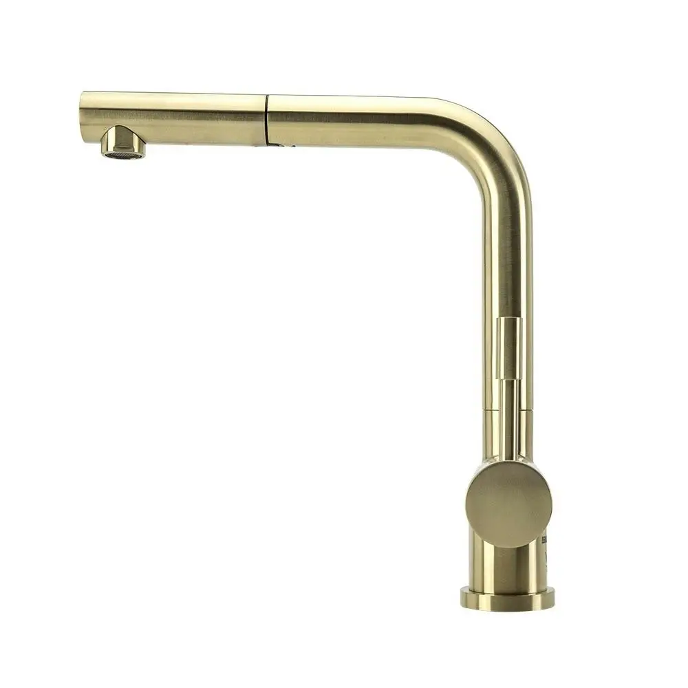 Swedia Sigge Stainless Steel Kitchen Mixer Tap With Pull-Out - Brushed Brass