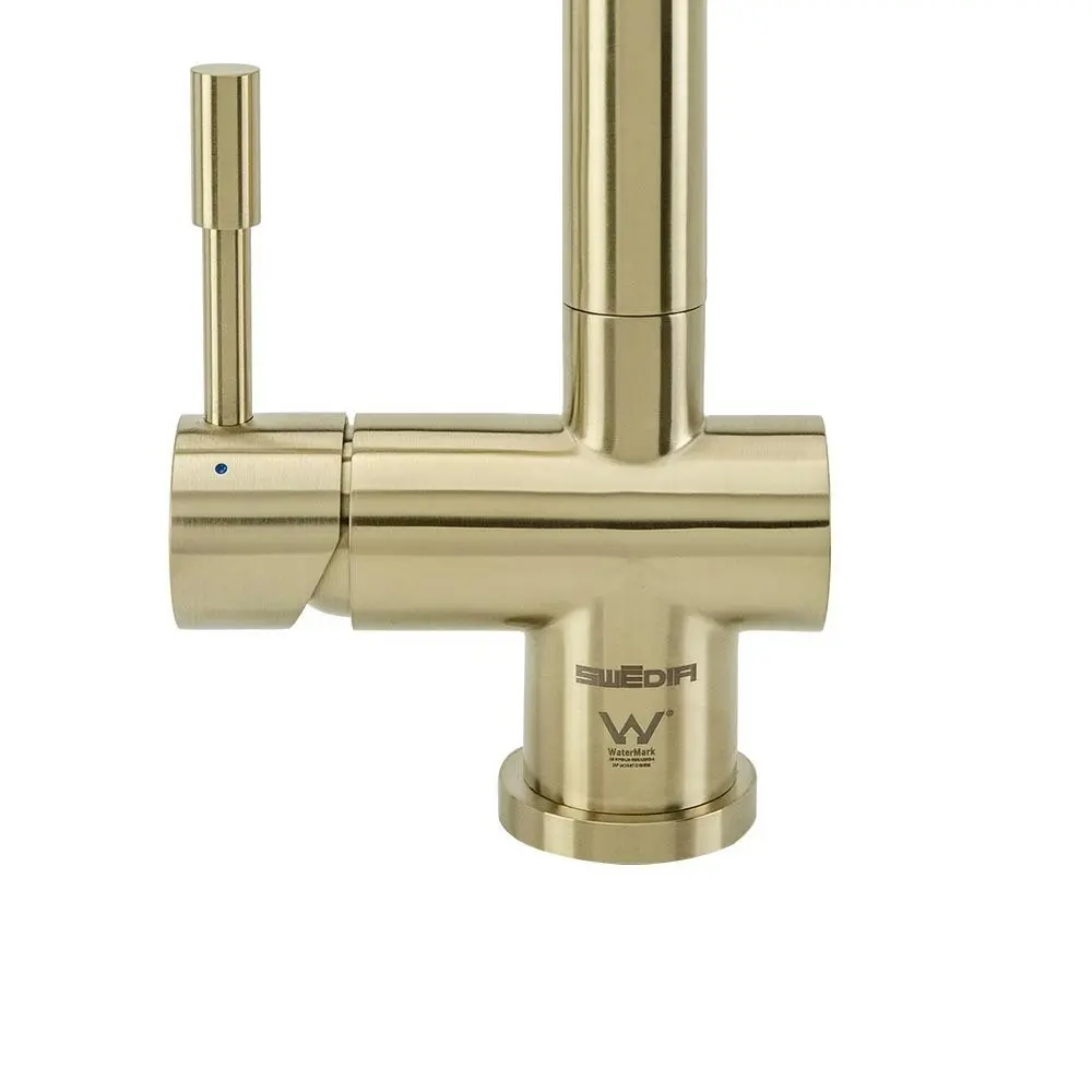 Swedia Sigge Stainless Steel Kitchen Mixer Tap With Pull-Out - Brushed Brass